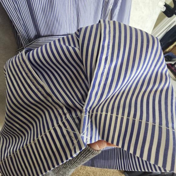 J.Crew NWT Sz4 Double Breasted Trench Coat. Cotton Blue n White Stripes. Spring‎ - Picture 10 of 15